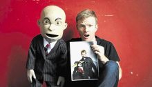 Puppet Chester Missing says his ventriloquist Conrad Koch had a life of privilege as a teen, which meant he had time to talk to puppets. Image by: LAUREN MULLIGAN